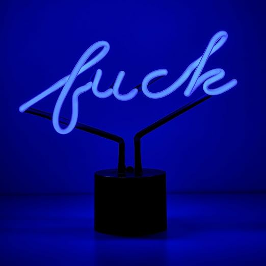 Amped & Co ® - "F*ck" Neon Desk Light, 9"x11.5" - Light Up Sign, Blue Neon Sign, Fuck Off Neon Sign - LED sign light up decor, Cool Neon Signs