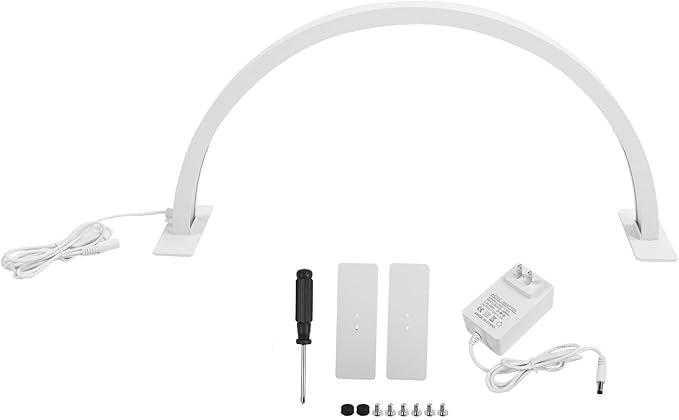 LED Half Moon Light, 25W Desktop LED Light 3000K to 6500K Desktop Beauty Lamp LED Half Moon Light Half Moon Beauty Lamp Half Moon Shaped Adjust Brightness Eyelash Beauty Lamp, White half moon light