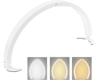 Half Moon Light for Desk, 28.7" Foldable Arch LED Nail Tech Lamp with 7 Color Modes, 10-Level Brightness for Professional Manicure Salon, Tattoo, Eyelash Extensions, Reading- White