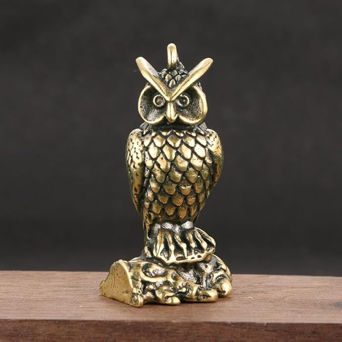 Vintage Solid Brass Owl Figurine - Adorable Desk Decor for Collectors - Perfect Home or Office Accent(Little Owl)