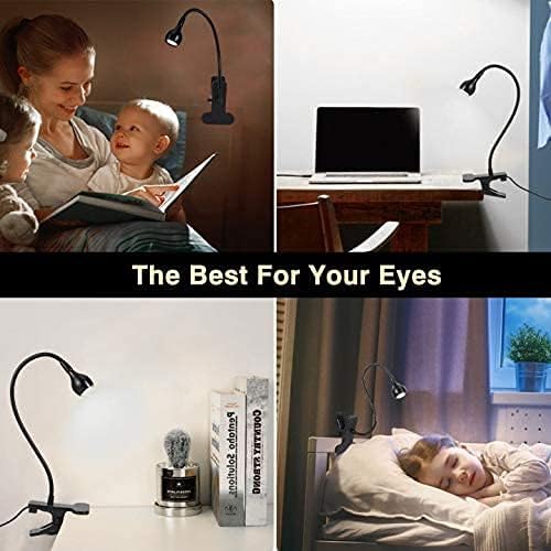 LED Desk Lamp, Ymiko USB Clip-on Reading Lights Eye Protection Book Clamp Light, 360 ° Flexible Gooseneck Clamp Lamp for Home Study Reading Kid's Room(Black)