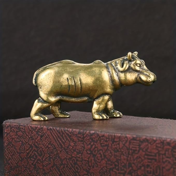 Vintage Solid Brass Hippo Figurine - Adorable Desk Decor for Collectors - Perfect Office or Home Accent(Hippo)