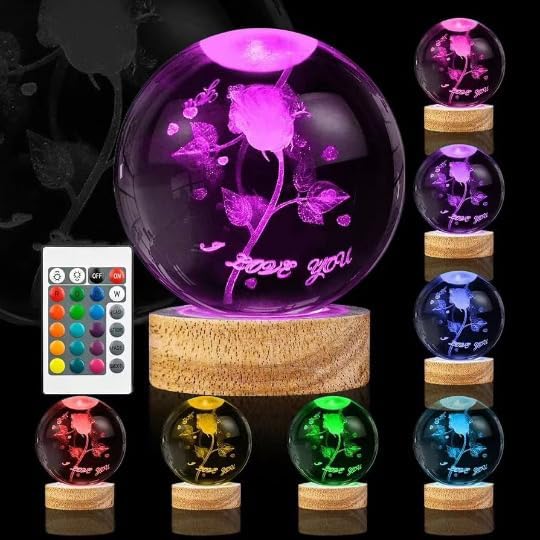 Rose Lamp Cute Gifts for Women, Large 3D Rose Night Light, Crystal Light up Rose Lamp 16 Color Changing with Remote Control for Bedroom Decor, I Love You Rose Glass