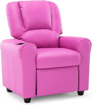 JC HOME CANDY Kids Chair Leather Recliner Sofa Toddler Youth Children Child Ages 3-7, Blush Pink