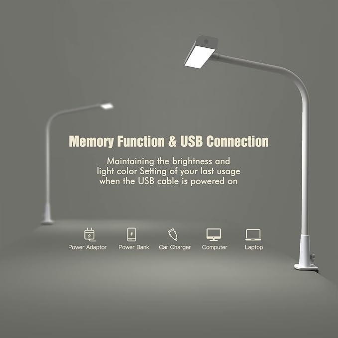 LED Desk Lamp with Clamp, 10W Desk Lamps for Home Office, Eye-caring Computer Monitor Light, 3 Color Modes, Dimmable & Touch Control, Architect Desk Light for Drawing,Workbench-1000LM,White