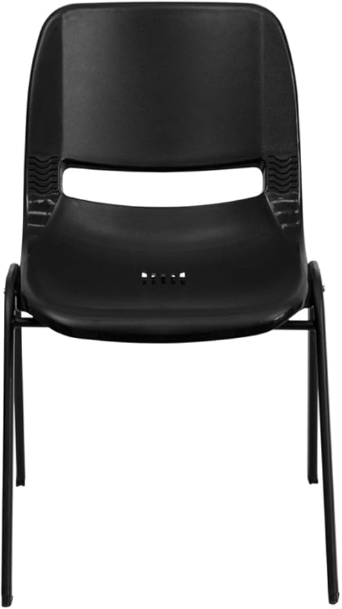 Flash Furniture HERCULES Series 661 lb. Capacity Black Ergonomic Shell Stack Chair with Black Frame and 16'' Seat Height