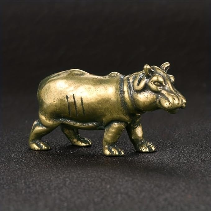 Vintage Solid Brass Hippo Figurine - Adorable Desk Decor for Collectors - Perfect Office or Home Accent(Hippo)