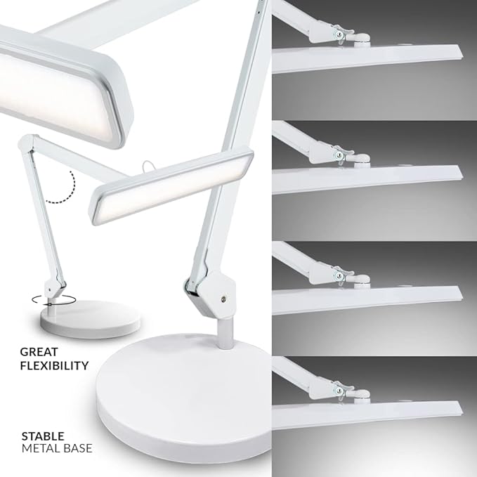 Neatfi (New Model XL 2,500 Lumens LED Task Lamp, 3 Light Modes, 3000-6000K Correlated Color Temperature, 30W Super Bright Desk Lamp, Dimmable, 162 Pcs SMD LED (CCT with Base, White)
