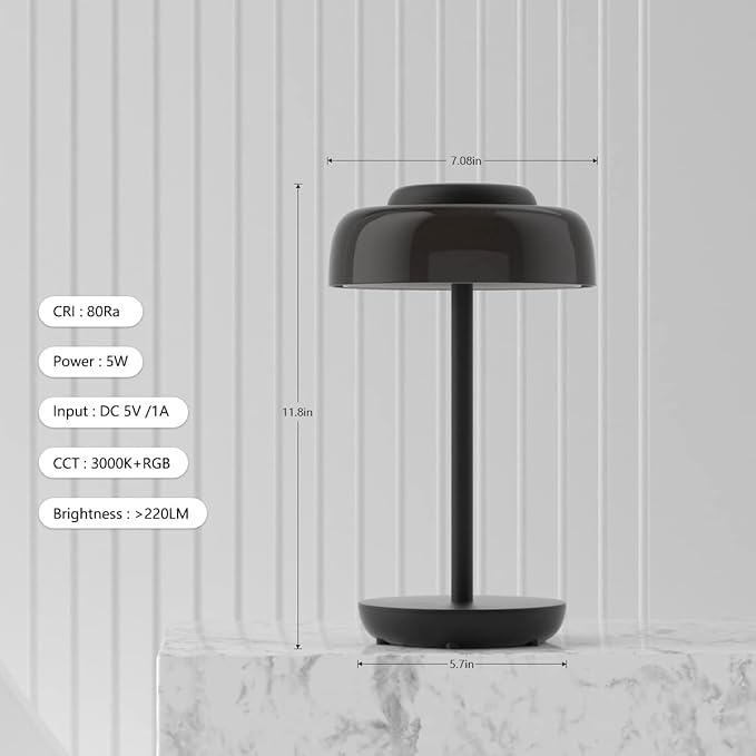 LED Desk Lamp with USB Ports,Bedside Lamps for Bedrooms,RGB Gradient Touch Control Table Lamp,3 Way Dimmable Nightstand Lamp with Bilayer Round Shade,for Couple Dinner/Desk/Cafe/Dining Room/Terrace