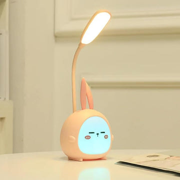 Cute Bunny Desk Lamp, Portable LED Desk Lamps with Night Light,Rabbit Foldable USB Rechargeable Reading Light for Children Boys Girls Study (Pink)