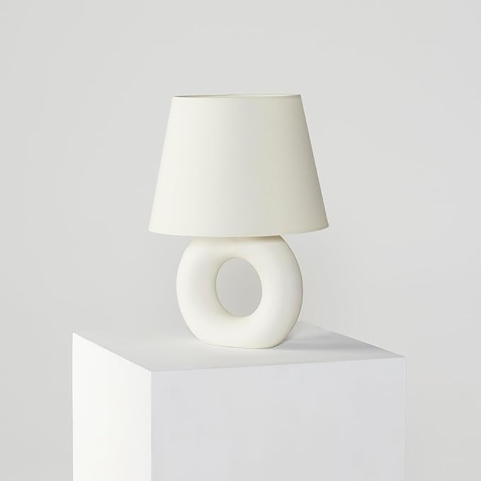 Brightech Chloe LED Table Lamp - Unique Modern Ceramic Lamp for Bedroom, Bedside, Desk - Cozy Night Light with Soft White Light for Living Room, Home Office