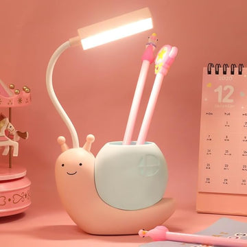 ZYTC LED Desk Lamp Cartoon Snail Adjustable Foldable Reading Lamp Assorted Colors Eye Caring Table Lamp Light with USB Charging Port Built-in Battery for Student Study Work(Pink)