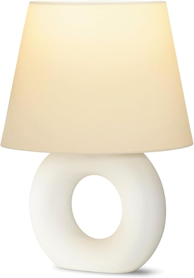 Brightech Chloe LED Table Lamp - Unique Modern Ceramic Lamp for Bedroom, Bedside, Desk - Cozy Night Light with Soft White Light for Living Room, Home Office