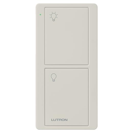 Lutron Pico Remote for Caseta Smart Switch, 2-Button Control , On/Off Control, For Table Top or Wallmount Use, PJ2-2B-GLA-L01, Light Almond