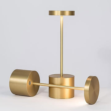 2 Pack Cordless LED Table Lamp, Rechargeable Battery 3 Lighting Modes Dimmable Light Portable Desk Lamps, for Restaurant, Terrace (Gold)