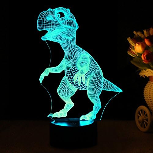 Night Lights for Kids Dinosaur 3D Night Light Lamp Wiscky 7 LED Colors Changing Touch Table Desk Lamps Decorative Lighting Pretty Cool Toys Gifts Birthday Holiday Xmas for Baby Nursery Toddler Friends