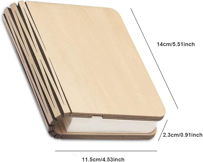 Folding Book Lamp Novelty Wooden Table Lamp Portable Desk Light LED Paper Lantern with USB Rechargeable for Gift Home Office Decor