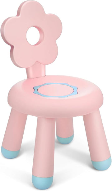 Layhit Plastic Toddler Chair for Boys and Girls Toddler Beach Chair 11.8 x 20 Inch Flower Kids Chairs for Table Beach Lawn Indoor Outdoor Playroom Nursery School Home Use(Pink)