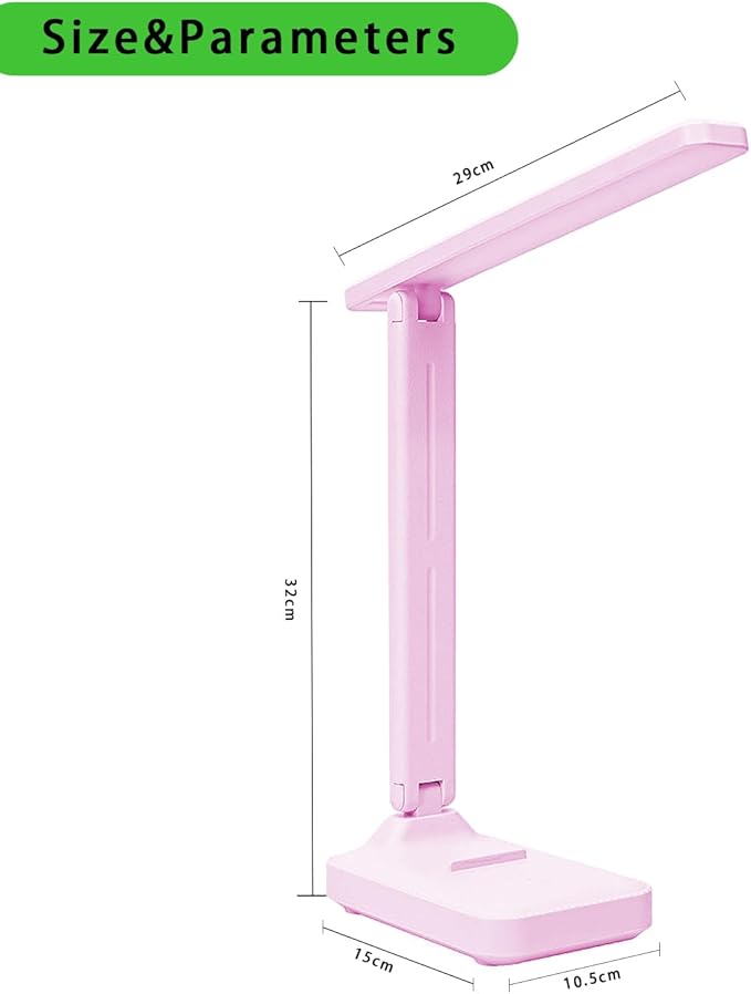 Desk lamp,LED Lamp,Touch Control,3 Color Modes,Eye-Protecting Table Lamp,Led Lights for Bedroom,Home,Office,Black (Medium Size, Pink)