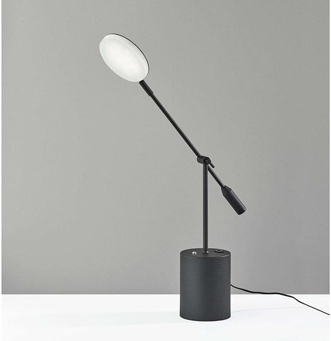 Adesso Home 2150-01 Contemporary Modern LED Desk Lamp from Grover Collection in Black Finish, 4.75 inches