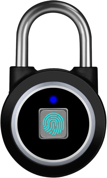 Fingerprint Padlock, Bluetooth Lock, Mobile APP, MEGAFEIS Smart Padlock with Keyless Biometric, Water Resistant, Suitable for Gym, Sports, Bike, School, Fence and Storage(Black)
