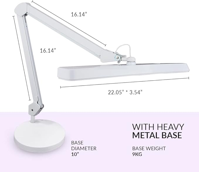 Neatfi (New Model XL 2,500 Lumens LED Task Lamp, 3 Light Modes, 3000-6000K Correlated Color Temperature, 30W Super Bright Desk Lamp, Dimmable, 162 Pcs SMD LED (CCT with Base, White)