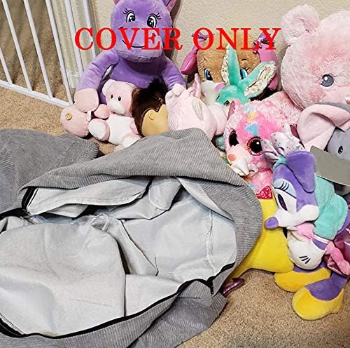 Stuffed Animal Storage Bean Bag Chair Cover (No Filler) for Kids and Adults.Soft Premium Corduroy Stuffable Beanbag for Organizing Children Plush Toys or Memory Foam Extra Large 300L (Grey)