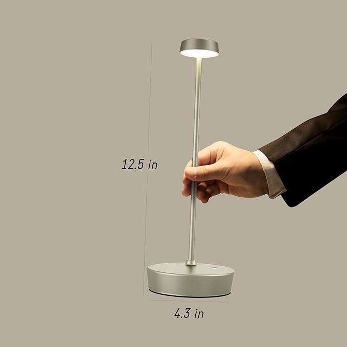 Rechargeable Table Lamp Cordless Battery Operated LED Light 5000mAh 3-level Brightness Portable Desk Lamps Touch Control Indoor Outdoor Use for Patio Home Restaurant