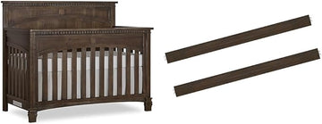 Evolur Santa Fe 5-in-1 Convertible Crib, Full Size Bed Rail, Antique Brown, Greenguard Gold Certified, 3 Mattress Heights