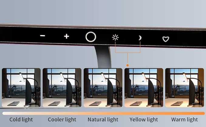 LED Architect Desk Lamp with Clamp and Clip On Desk Lamp 5-level Color Temperature and 5-level Dimmable Modern Desk Lamp 12W Black(Including Desktop Use)