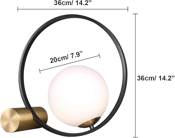 Glass Desk Table Lamp Gold Mid Century Modern Desk Lamp Reading Lamp Handblown Glass Orb Shade Plug in Nightstand Lamp Desk Lamp for Bedroom Office Library Study Room