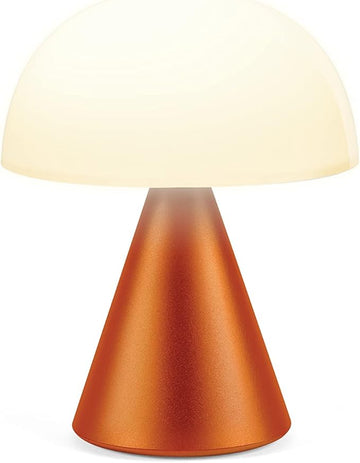 Lexon Mina L Mushroom Lamp - 9 LED Color Table Lamp for Bedrooms, Living Room & Office - Cordless, Rechargeable with 24h Light & Dimmer, Aluminum, Large - Orange