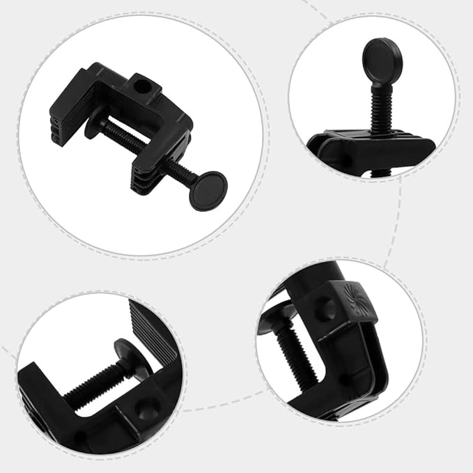 2 Pcs Desk Clamp Work Light Mounting Bracket Heavy-duty Plastic Table Mounting Clamp for Desk Lamp, Magnify Lamp, Tablet Holder, Etc