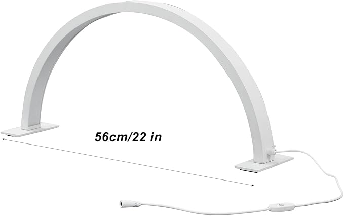 Half Moon Light for Nail Art, 3000‑6000K Adjustable Half Moon Desk Lamp with 22 Inch Lamp Holder, Desktop Moon Lighting Lamp for Beauty Skincare Eyebrows Lash Extension (US Plug)
