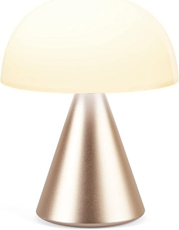 Lexon Mina L Mushroom Lamp - 9 LED Color Table Lamp for Bedrooms, Living Room & Office - Cordless, Rechargeable with 24h Light & Dimmer, Aluminum, Large - Soft Gold
