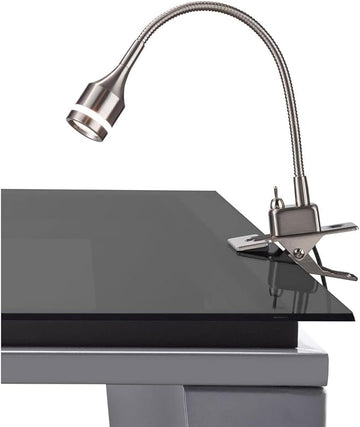 Adesso 3217-22 Prospect LED Clip Lamp, 9.5-14.5 in., 3W LED, Brushed Steel, 1 Clip Lamps