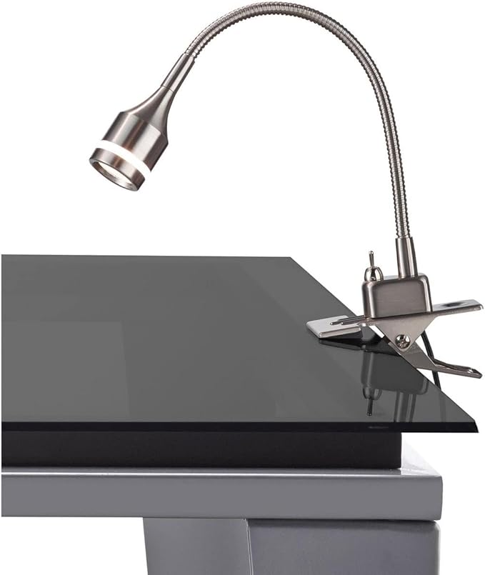Adesso 3217-22 Prospect LED Clip Lamp, 9.5-14.5 in., 3W LED, Brushed Steel, 1 Clip Lamps