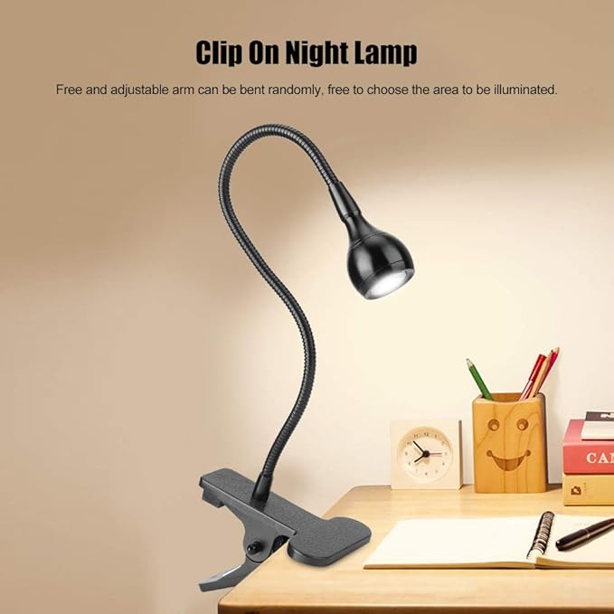 LED Desk Lamp Foldable USB Rechargeable Table Light Bedside Night Lamp Small Clip Lamp Eye Care Reading Light Dimmable Beauty Lamp for Bedroom Office