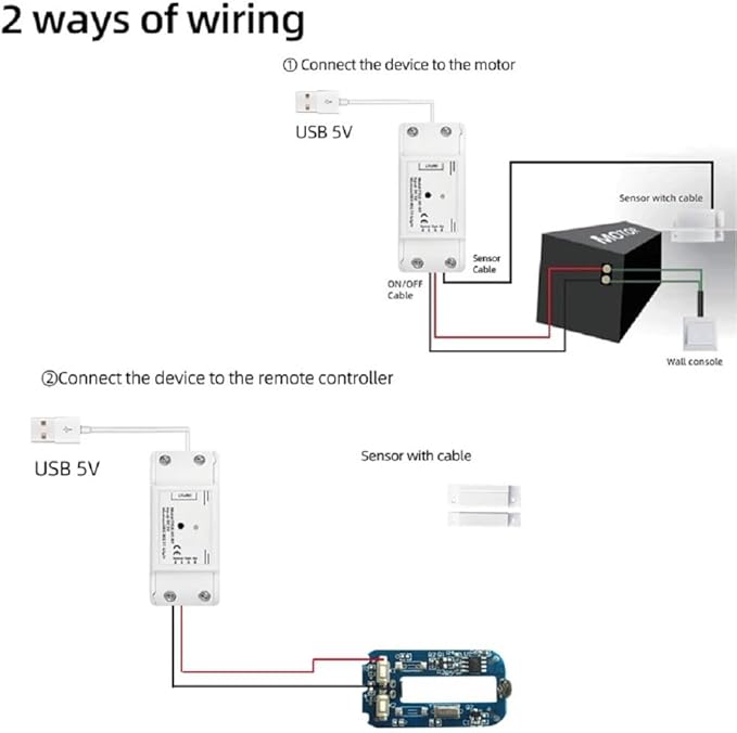 5V WiFi Smar Garage Door Opener Remote Controller,Monitor Garage Open Close Status by Phone Tuya app Anywhere,Compatible with Alexa Google Home