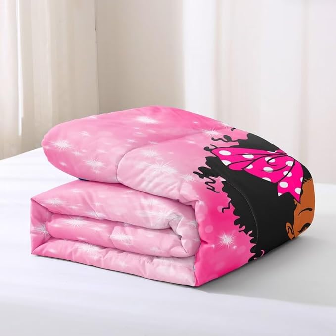 Black Girl Comforter Set Queen for Kids Teens,Black Girl Magic Bedding Set,African American Girl Inspirational Quotes Comforter Set,Black Princess Bed Bedroom Set