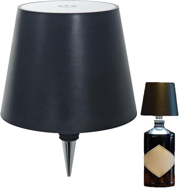 Wireless Wine Bottle Light Head, Portable LED Wireless Bottle Lamp with 3 Modes Light Dimming Pridola, Rechargeable Touch Control Wine Bottle for Any Bottle (Black)