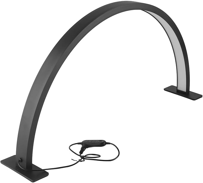 30W Black Half Moon Table Nail Desk Lamp Eyelash Beauty Lamp 3000K to 6000K Nail Art Microblading Desk Lamp (US Plug)
