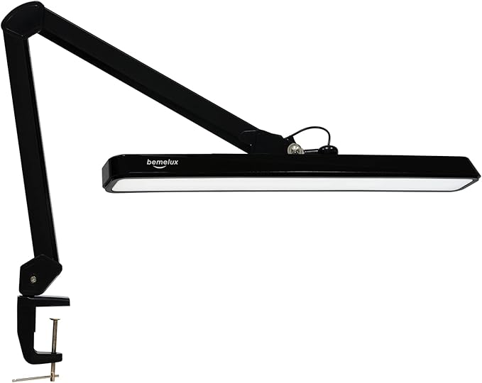 LED Architect Desk Lamp with Clamp, Metal Swing Arm 2000 Lumens Dimming Office Table Lamp for Task Work Drafting Reading Desktop, 234PCS Bright LEDs, 24W, 5 Color Temperatures Workbench Lamp