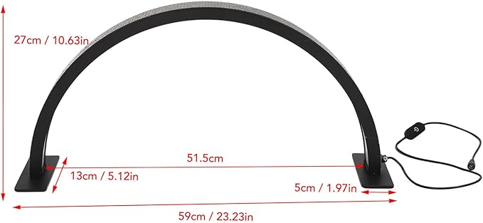 Dioche Half Moon LED Desk Lamp, 25W Black 3000K‑6000K Rhinestone Half Moon Desktop LED Lamp for Nail Art, Tattoo 100‑240V (US Plug)