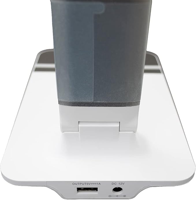 Stand Up Desk Store LED Desk Lamp with Wireless Charging Pad (White Housing, 500 Lumen LED, 10W Qi Wireless Charger, 5V/1A USB Output)