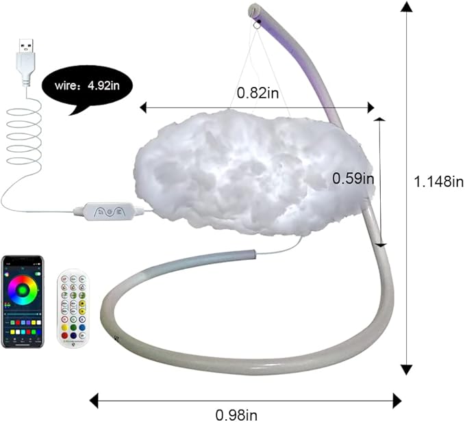 3D Small Cloud lightning Table Lamp Night Light Desk Light Kit Music Sync Multicolor Changing Strip Lights Wireless Remote APP NO DIY Coolest Decorations for Adults Kids Bedside Desk Home Bedroom (1)