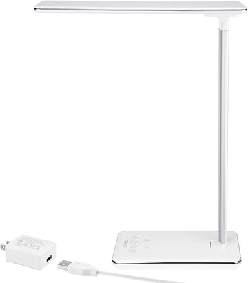 TORCHSTAR LED Desk Lamp, Dimmable Desk Lights for Reading, Table Lamps with USB Charging Port, Touch Control, 3 Color Modes, Fully Adjustable Brightness, Dorm Room, 1 & 2 Hour Auto Timer, White