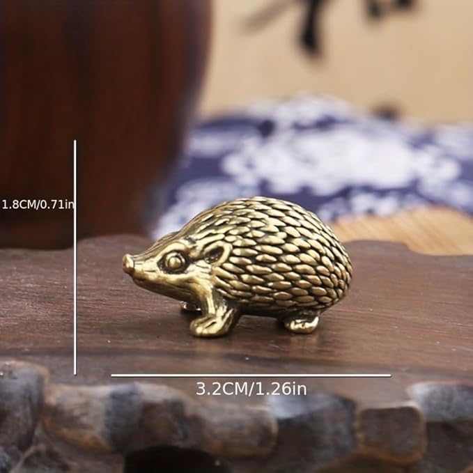 Vintage Solid Brass Hedgehog Figurine - Charming Desk Decor for Collectors - Perfect Home or Office Accent(Hedgehog)