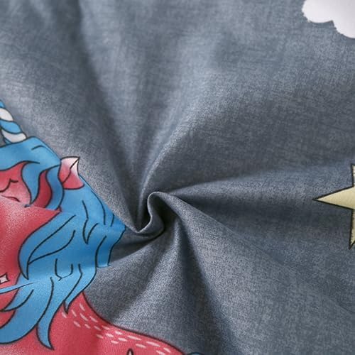 3PCS Gray Unicorn Comforter Set Full, Bed in a Bag Full Unicorn Bedding Set, Lightweight and Fade Resistant, Cute Room Decor for Boys Girls Toddler Kids and Teens, Full