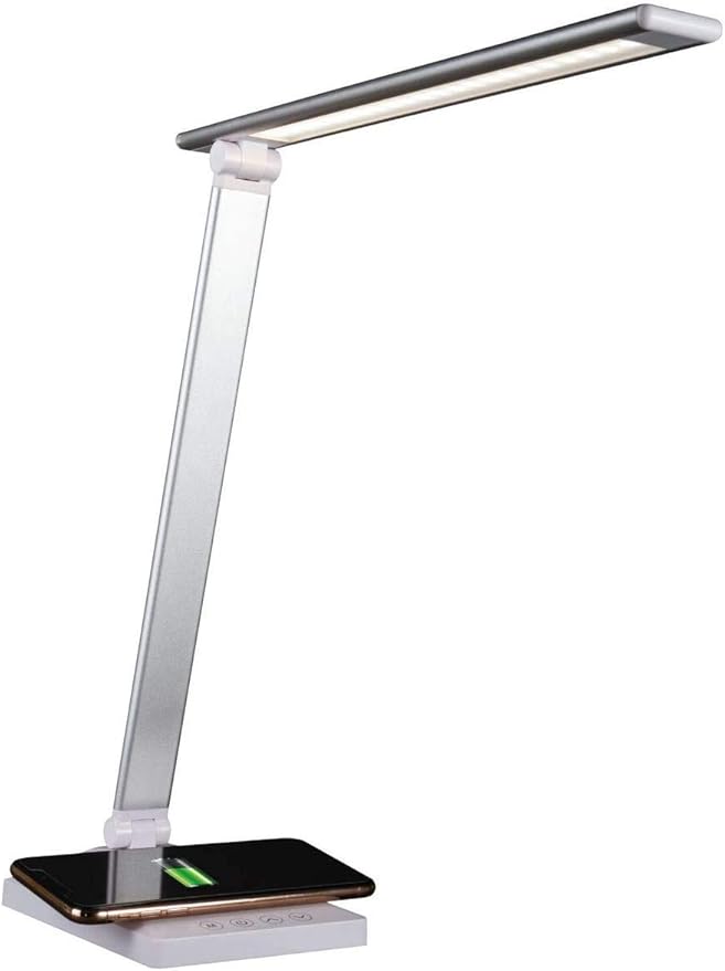 OttLite Entice LED Desk Lamp with Wireless Charging – Folds Down, Adjustable Arm & Shade, Touch Controls, 3 Color Temperatures, ClearSun LED, for Work, Study, Reading, Crafting